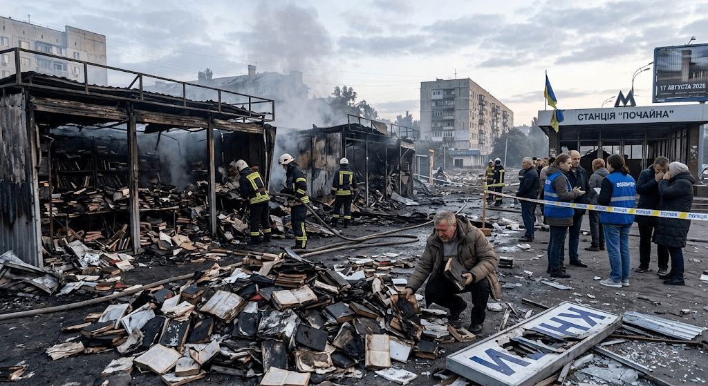 Kyiv’s Iconic Pochaina Book Market Destroyed in Overnight Russian Strike Kyiv’s Iconic Pochaina Book Market Destroyed in Overnight Russian Strike