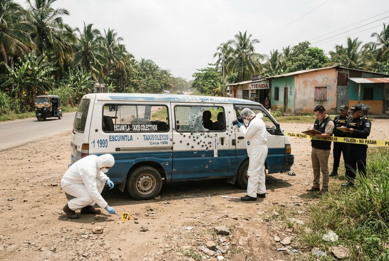 Escuintla Transport Ambush: Four Dead After Armed Criminals Attack Rural Passenger Van Today Escuintla Transport Ambush: Four Dead After Armed Criminals Attack Rural Passenger Van Today