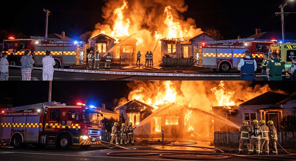 Blaze in Otaki: Two Homes Engulfed in Nighttime Fire Blaze in Otaki: Two Homes Engulfed in Nighttime Fire