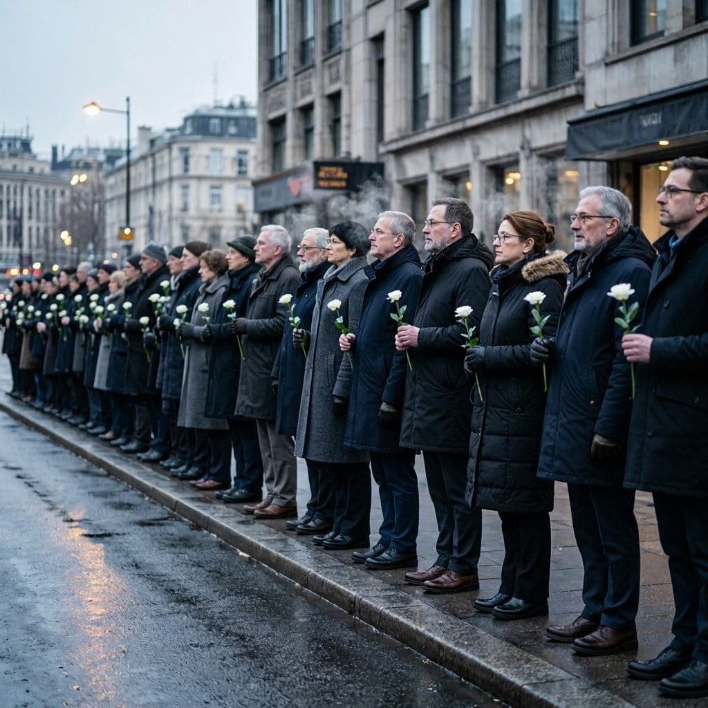 Grief unites Norway in a cold, respectful queue. Grief unites Norway in a cold, respectful queue.