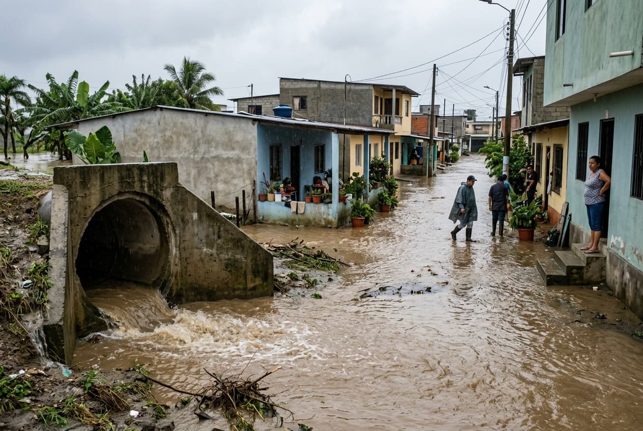Urban Infrastructure Collapse: Overwhelmed Drainage Network Triggers Fatal Wall Collapse in Flooded Guayaquil Neighborhood Urban Infrastructure Collapse: Overwhelmed Drainage Network Triggers Fatal Wall Collapse in Flooded Guayaquil Neighborhood