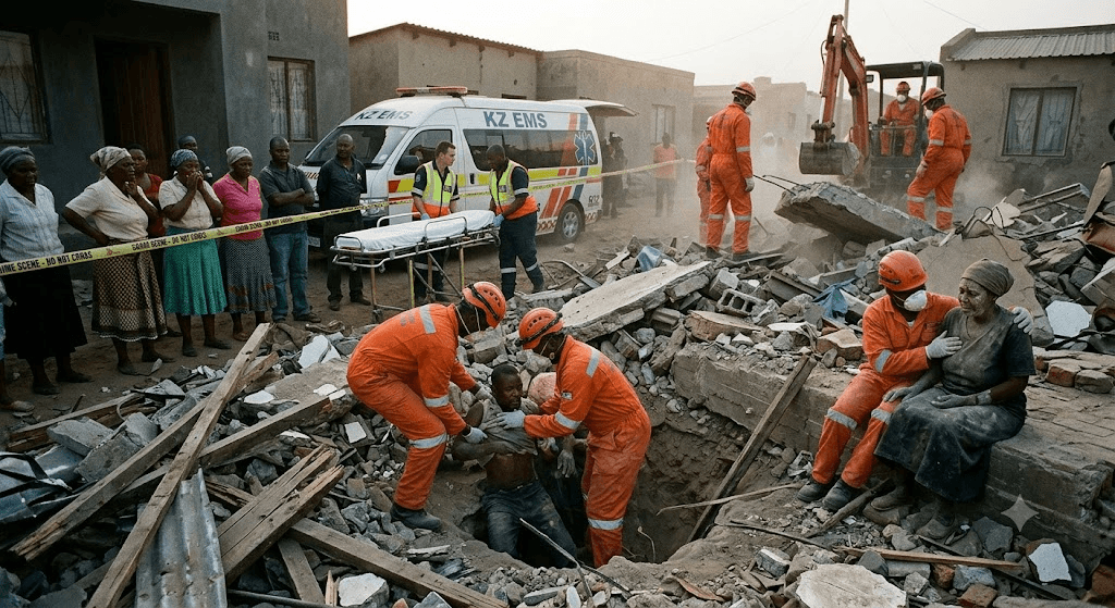 Disaster in Inanda: 8 Rushed to Hospital After Structural Collapse in Ebuhleni Village Disaster in Inanda: 8 Rushed to Hospital After Structural Collapse in Ebuhleni Village