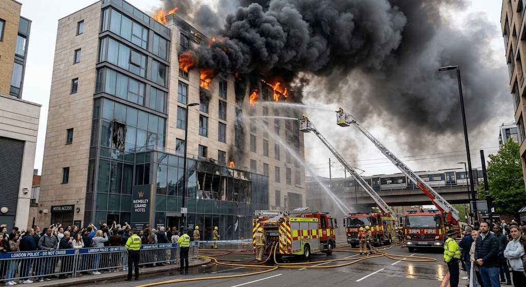 Wembley Hotel Ablaze: Massive Smoke Plume Visible Near Key London Transit Hub Wembley Hotel Ablaze: Massive Smoke Plume Visible Near Key London Transit Hub