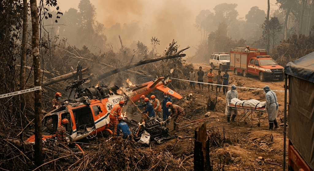 Deadly Crash in Borneo: Pilot and 4 Medical Workers Killed in Air Ambulance Downed Amid Wildfires Deadly Crash in Borneo: Pilot and 4 Medical Workers Killed in Air Ambulance Downed Amid Wildfires