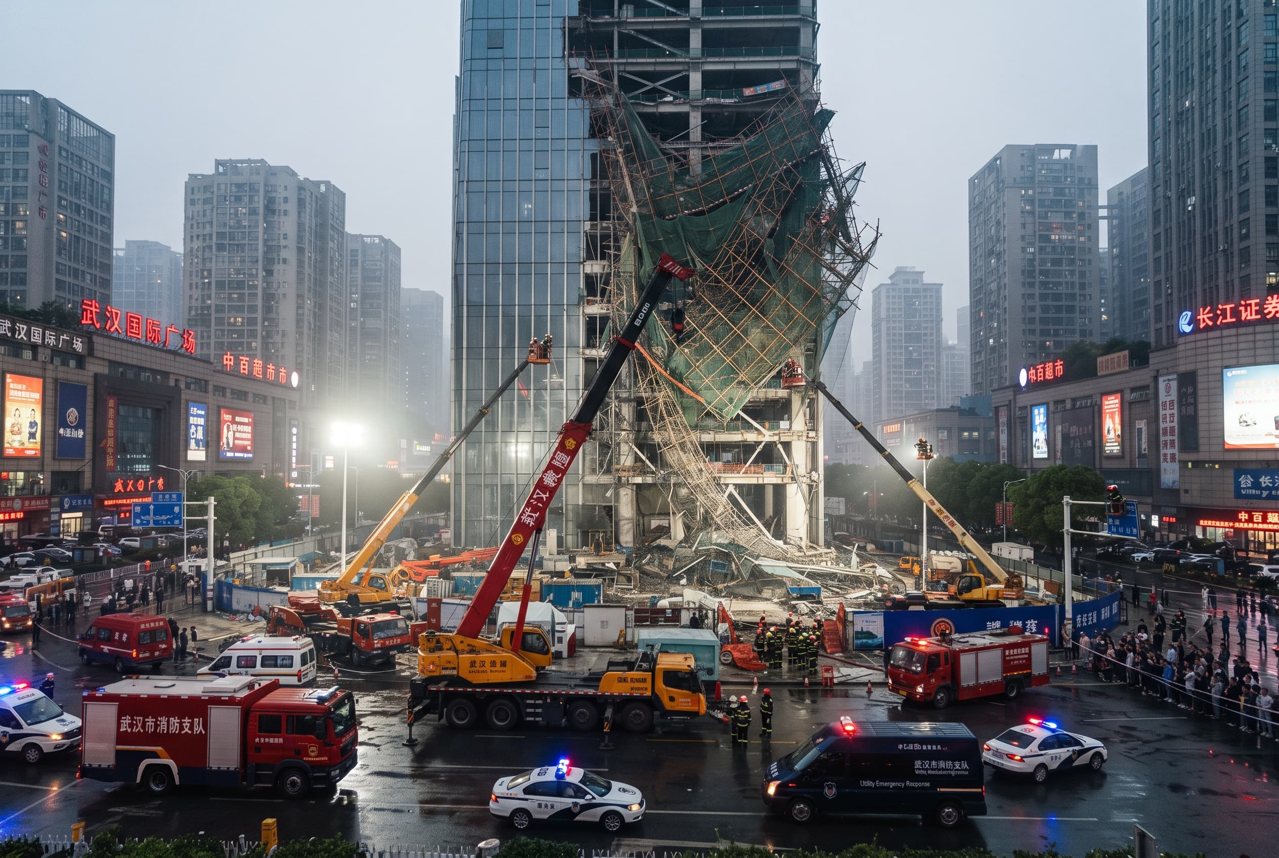 Fatal Scaffolding Collapse Strikes Commercial Development in Wuhan, Leaving Two Construction Laborers Dead Fatal Scaffolding Collapse Strikes Commercial Development in Wuhan, Leaving Two Construction Laborers Dead
