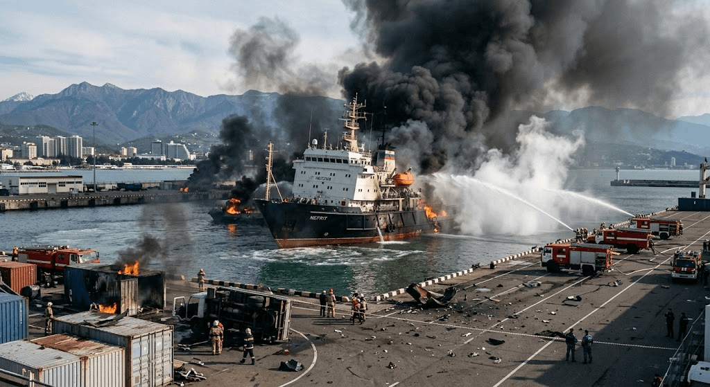 Massive Explosion Hits Port of Sochi as Drone Strike Triggers Fires in Southern Russia Massive Explosion Hits Port of Sochi as Drone Strike Triggers Fires in Southern Russia