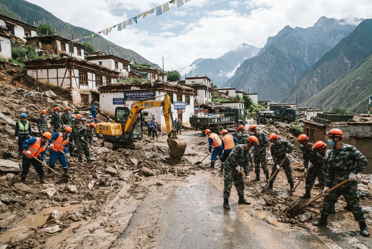 Flash Flood Tragedy: Northern Tibet Mountainous Regions Suffer Mudslides Leaving Seven Dead Flash Flood Tragedy: Northern Tibet Mountainous Regions Suffer Mudslides Leaving Seven Dead