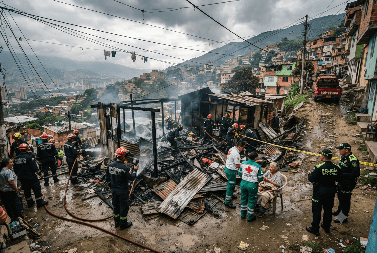House Fire Tragedy: Electrical Short Circuit in Medellín Slum Claims Three Children Lives House Fire Tragedy: Electrical Short Circuit in Medellín Slum Claims Three Children Lives