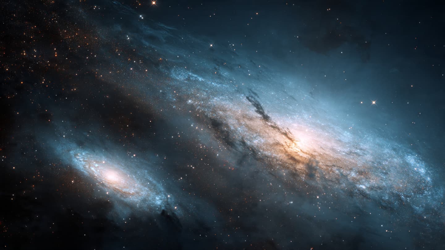 Two Neighboring Galaxies Share a Story Written by Gravity Two Neighboring Galaxies Share a Story Written by Gravity
