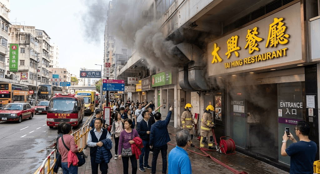 Panic in Shek Mun: Kitchen Flare-Up at Popular Restaurant Sends Smoke Billowing into Streets Panic in Shek Mun: Kitchen Flare-Up at Popular Restaurant Sends Smoke Billowing into Streets