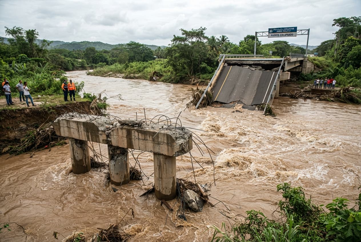 Bridge Collapse in Dominican Republic: Swollen River Waters Plunge Vehicles Down, Leaving Three Dead Bridge Collapse in Dominican Republic: Swollen River Waters Plunge Vehicles Down, Leaving Three Dead