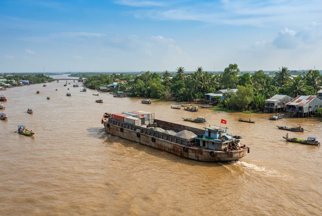 Mekong Delta Boat Crash: Cargo Barge and Local Wooden Passenger Boat Collision Leaves Two Missing Mekong Delta Boat Crash: Cargo Barge and Local Wooden Passenger Boat Collision Leaves Two Missing