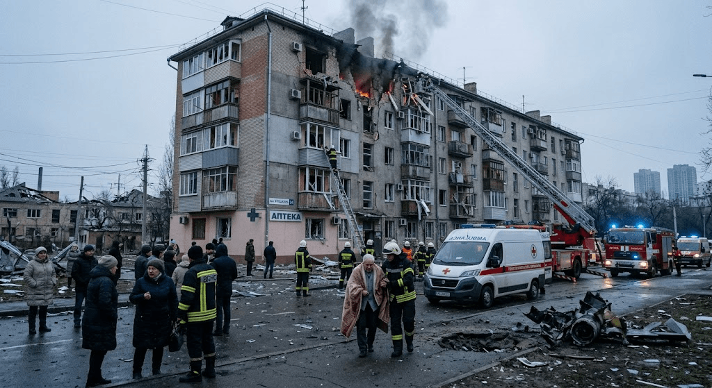 Overnight Assault on Kyiv: Russian Strikes Bombard the Capital, Injuring Residents and Wrecking Infrastructure Overnight Assault on Kyiv: Russian Strikes Bombard the Capital, Injuring Residents and Wrecking Infrastructure