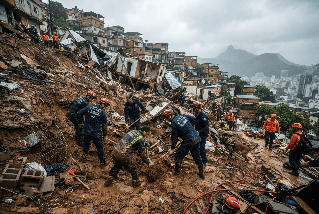Disaster in Rio: Heavy Rainfall Causes Fatal Hillside Collapses, Twelve Missing Across Slum Neighborhoods Disaster in Rio: Heavy Rainfall Causes Fatal Hillside Collapses, Twelve Missing Across Slum Neighborhoods