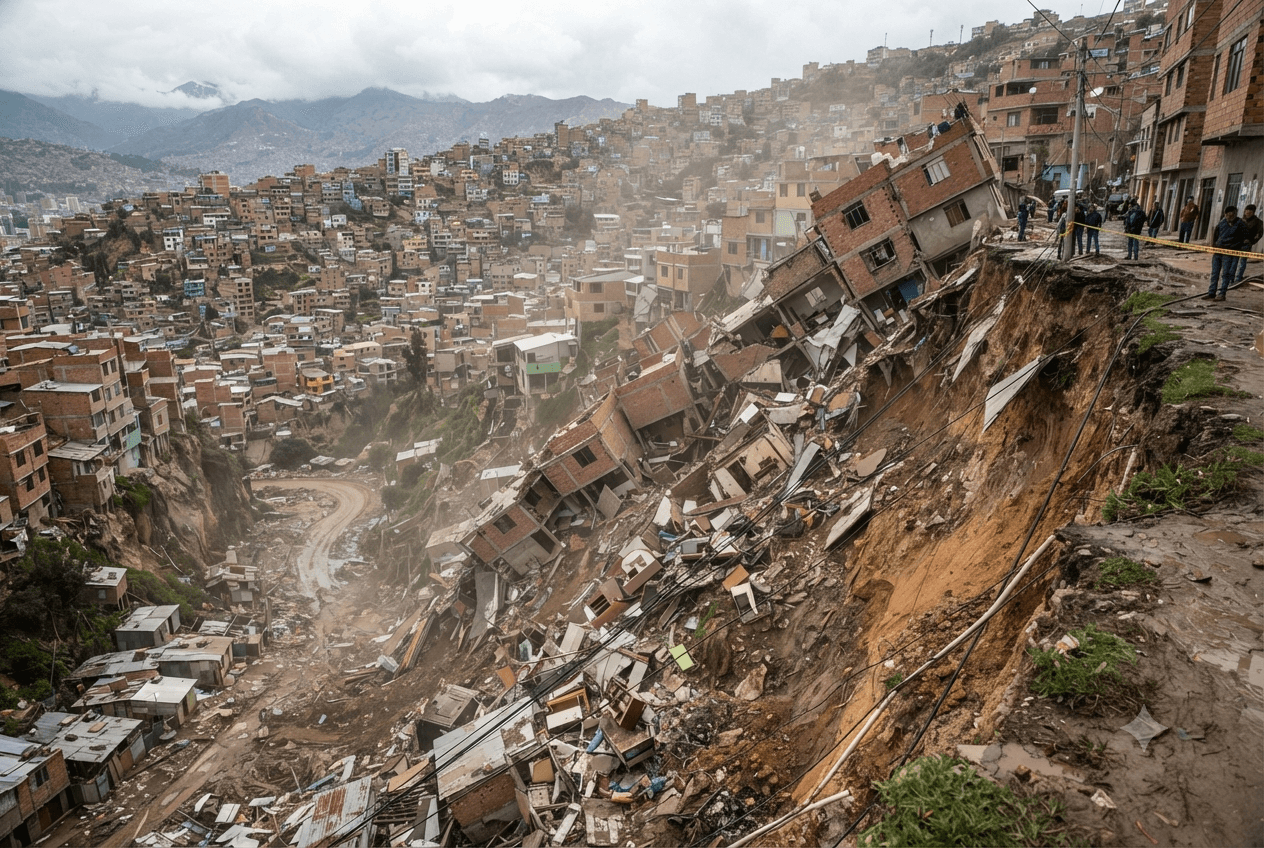 La Paz Ravine Collapse: Massive Slope Failure Destroys Urban Housing and Kills Three Residents La Paz Ravine Collapse: Massive Slope Failure Destroys Urban Housing and Kills Three Residents