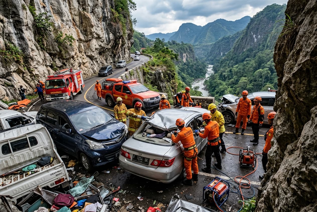 Rescue Crews Cut Trapped Driver From Wreckage Following Six-Car Head-On Crash In Kloof Gorge Rescue Crews Cut Trapped Driver From Wreckage Following Six-Car Head-On Crash In Kloof Gorge