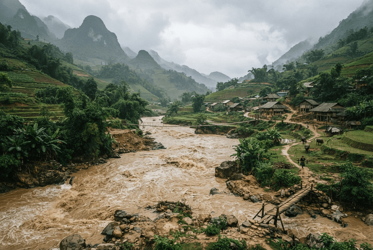 Bridge Collapse Tragedy: Two People Dead Following Flash Floods in Lao Cai Province This Morning Bridge Collapse Tragedy: Two People Dead Following Flash Floods in Lao Cai Province This Morning
