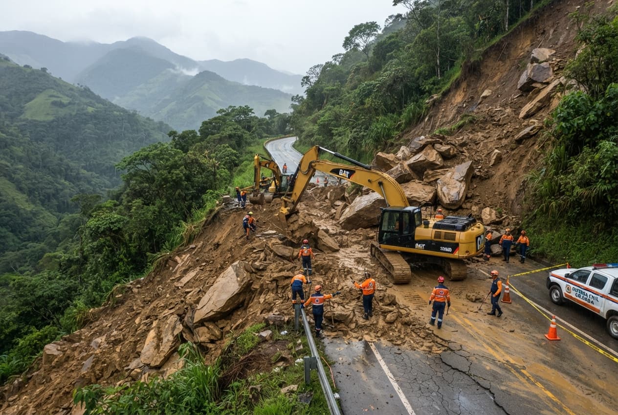 Roadway Collapse: One Driver Dead After Massive Mudslide Strikes Antioquia Transit Route Roadway Collapse: One Driver Dead After Massive Mudslide Strikes Antioquia Transit Route