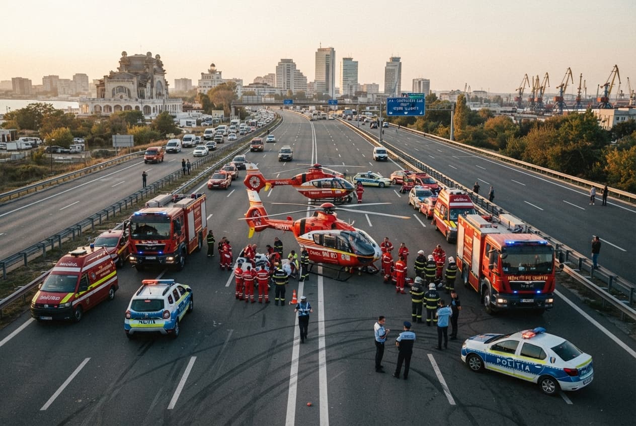 Medical Helicopters Deploy Near Constanța: Romanian Inspectors Respond to Serious Highway Truck Crash Medical Helicopters Deploy Near Constanța: Romanian Inspectors Respond to Serious Highway Truck Crash