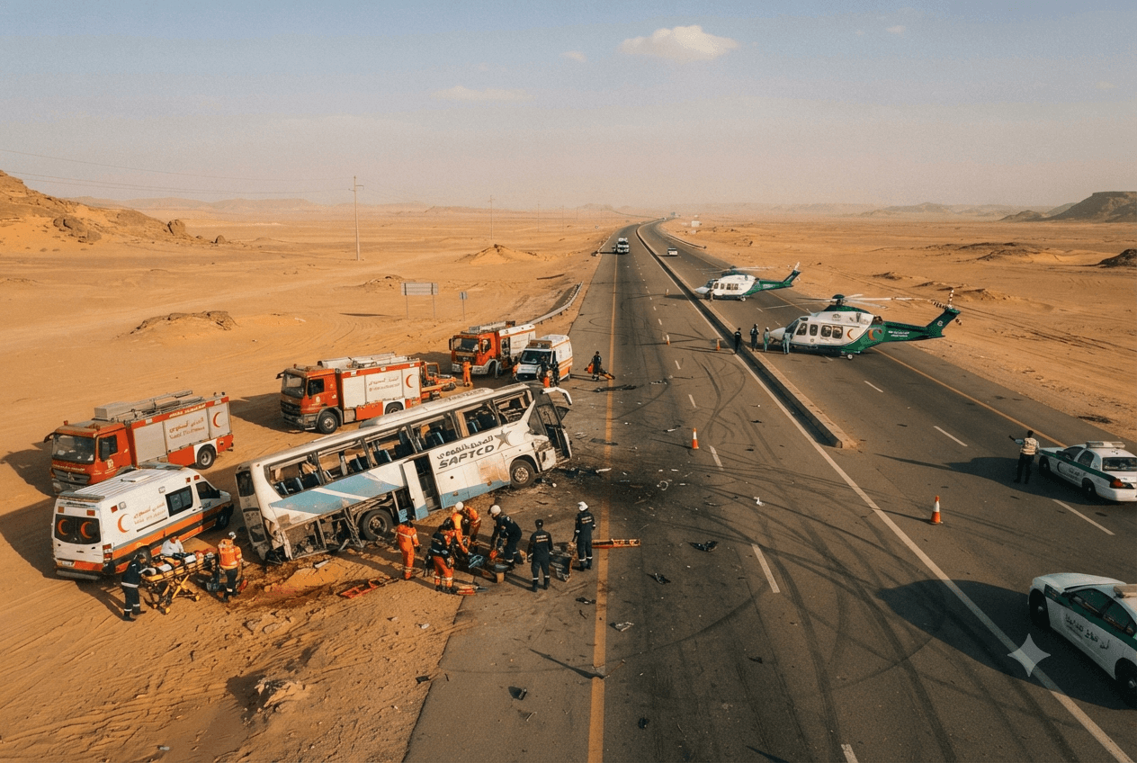 Mecca-Medina Highway Coach Crash Kills Six: Pilgrims Dead After Devastating Bus Collision Today Mecca-Medina Highway Coach Crash Kills Six: Pilgrims Dead After Devastating Bus Collision Today