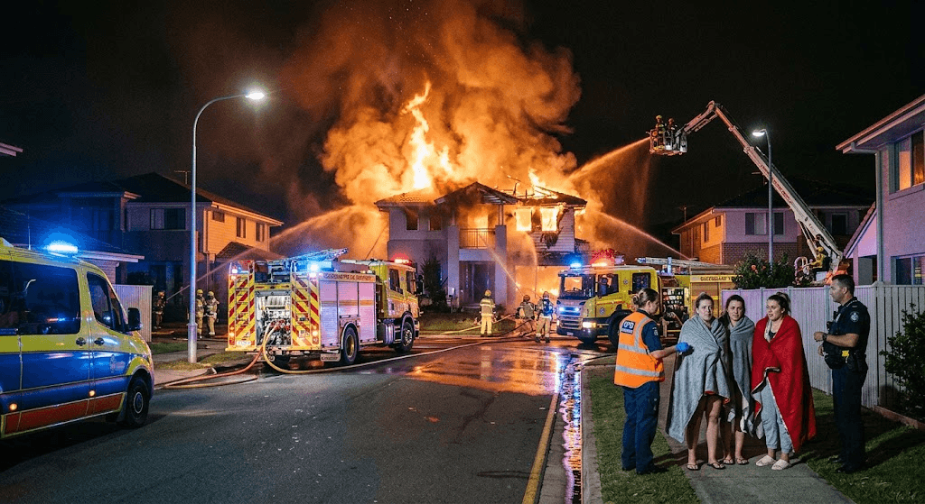 Miracle Escape: 3 People Flee Burning Gold Coast Home as Flames Gut Property Miracle Escape: 3 People Flee Burning Gold Coast Home as Flames Gut Property