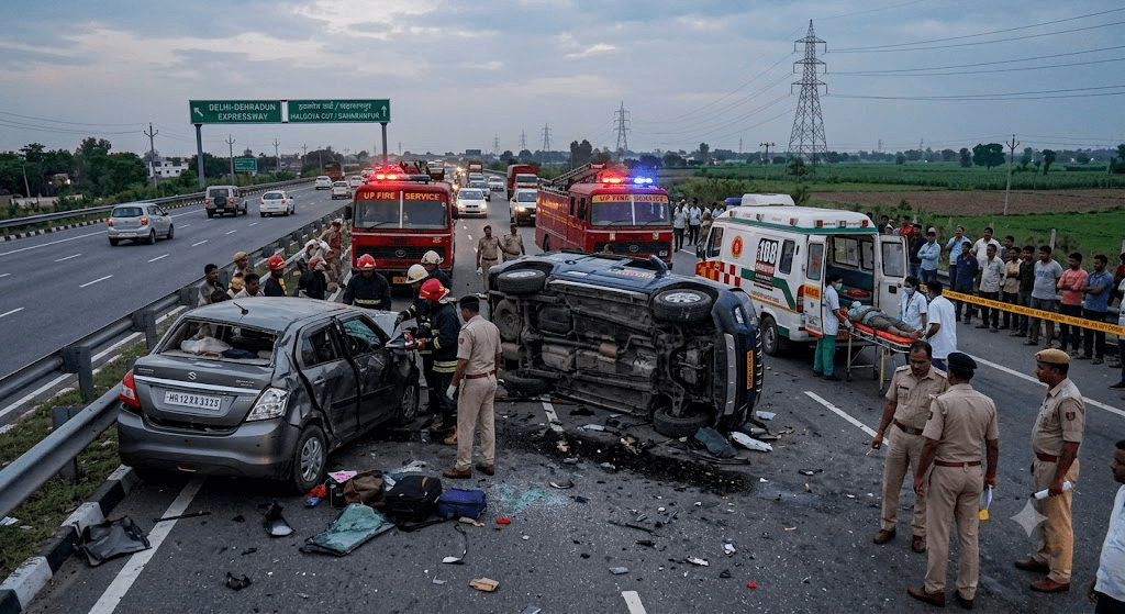 Horrific Crash on Delhi-Dehradun Corridor: 4 Dead After Speeding SUV Slams Into Reversing Car Horrific Crash on Delhi-Dehradun Corridor: 4 Dead After Speeding SUV Slams Into Reversing Car