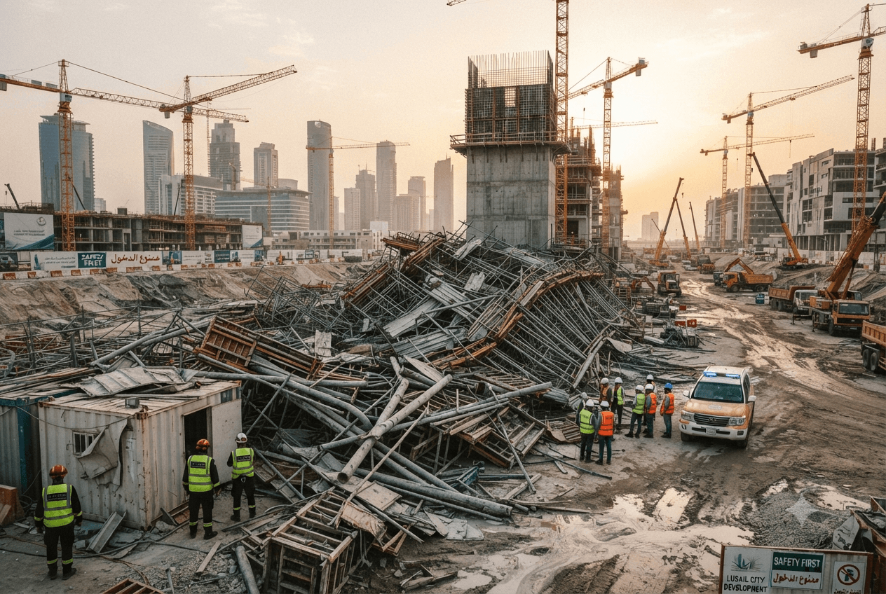 Building Collapse Claims Lives: Scaffolding Failure at Lusail Construction Zone Results in Fatalities Building Collapse Claims Lives: Scaffolding Failure at Lusail Construction Zone Results in Fatalities