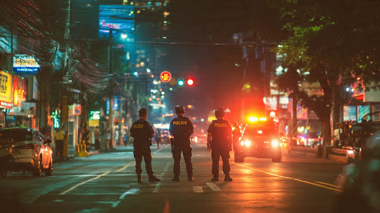 Where Urban Noise Once Filled The Night, Manila Streets Fell Quiet Beneath Flashing Emergency Lights Where Urban Noise Once Filled The Night, Manila Streets Fell Quiet Beneath Flashing Emergency Lights