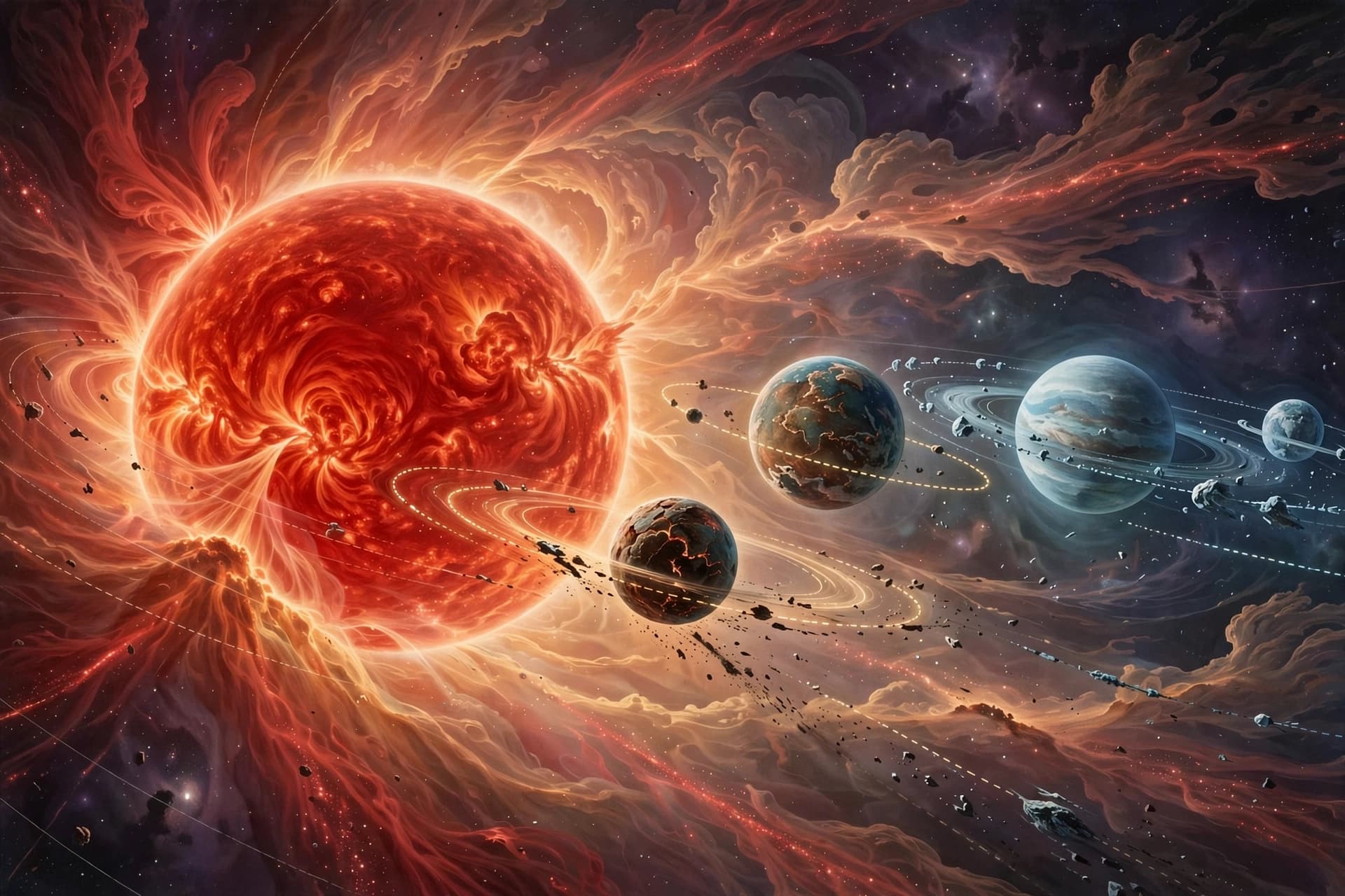 A dying star does not merely swell—it shakes the system it built A dying star does not merely swell—it shakes the system it built