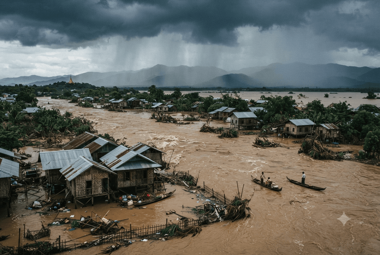 Flash Flood Devastation: Several Homes Washed Away In Rakhine State Resulting In Four Deaths Flash Flood Devastation: Several Homes Washed Away In Rakhine State Resulting In Four Deaths