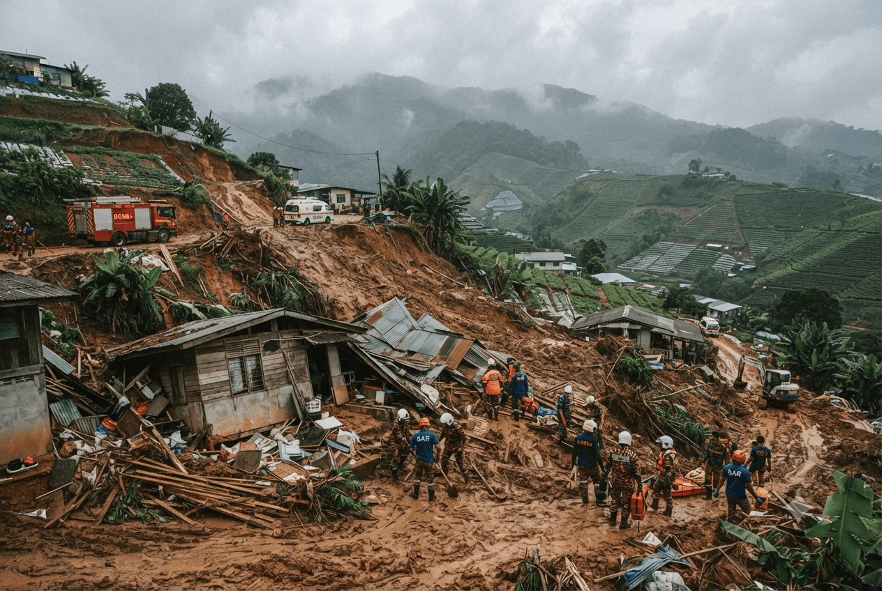 Massive Landslide in Cameron Highlands: Two Dead After Earth Collapses Over Residential Area Today Massive Landslide in Cameron Highlands: Two Dead After Earth Collapses Over Residential Area Today