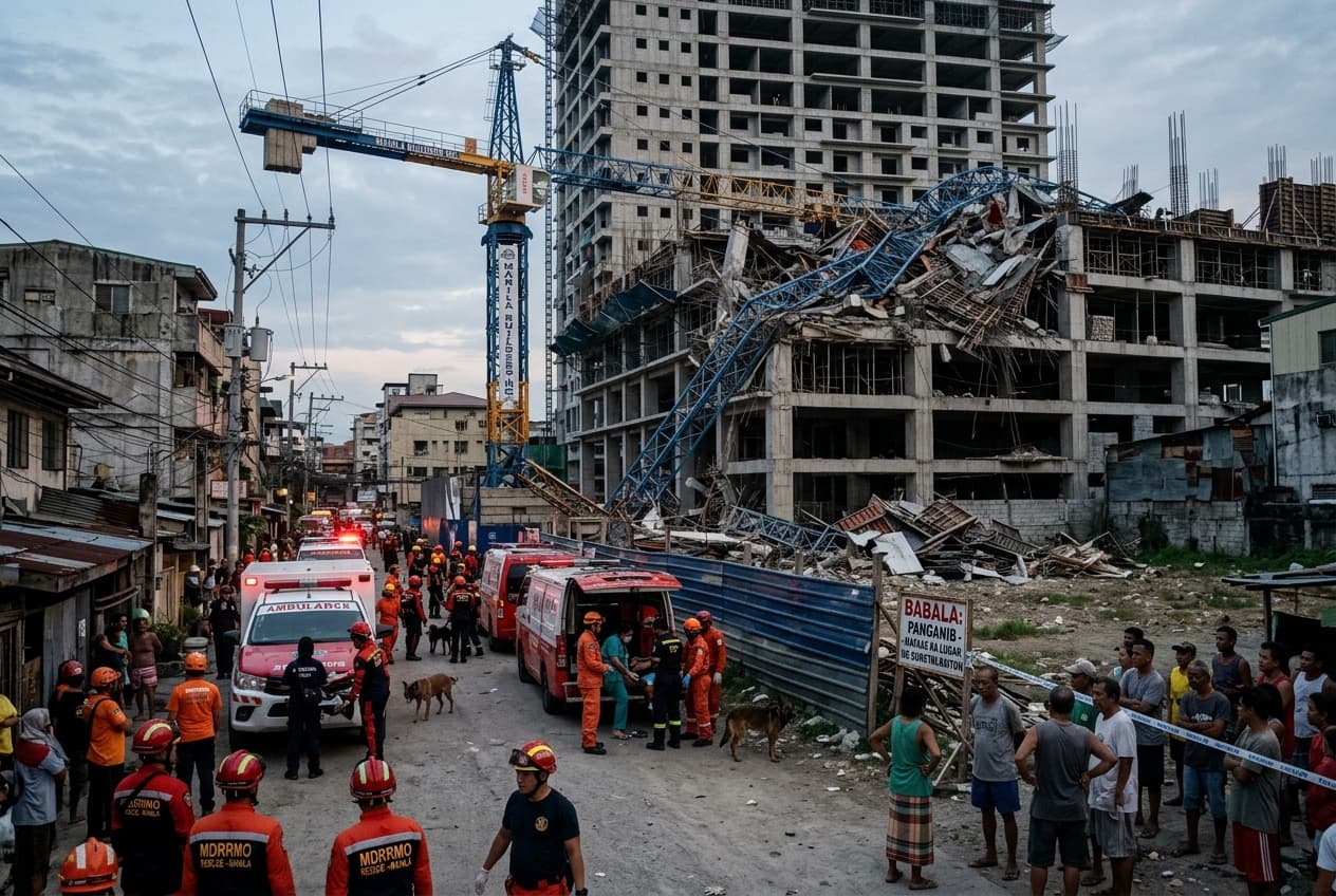 Manila Tower Crane Failure Kills Two Construction Workers And Leaves Four Others Injured Manila Tower Crane Failure Kills Two Construction Workers And Leaves Four Others Injured