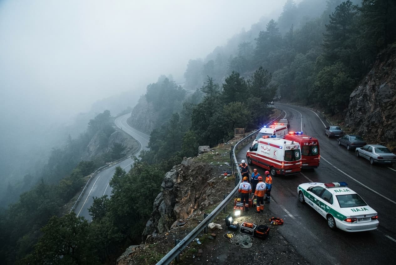 Northern Iran Bus Disaster: Three Dead After Passenger Coach Veers Off Dangerous Mountain Highway Northern Iran Bus Disaster: Three Dead After Passenger Coach Veers Off Dangerous Mountain Highway