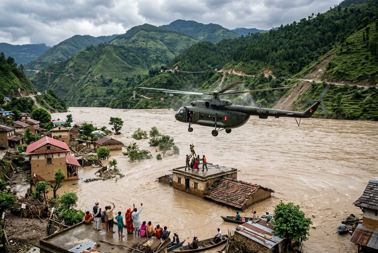 Landslide Triggers River Blockage in Nepal: 96 People Rescued as Budhi Gandaki Flood Threatens Villages Landslide Triggers River Blockage in Nepal: 96 People Rescued as Budhi Gandaki Flood Threatens Villages