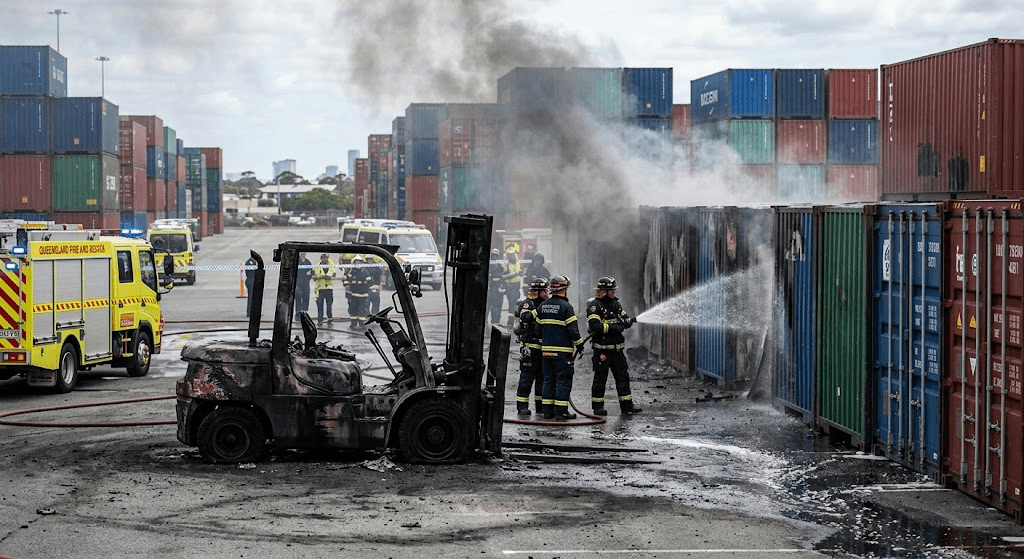 Horrific Brisbane Yard Fire Leaves Worker Fighting for Life After Forklift Explodes Horrific Brisbane Yard Fire Leaves Worker Fighting for Life After Forklift Explodes
