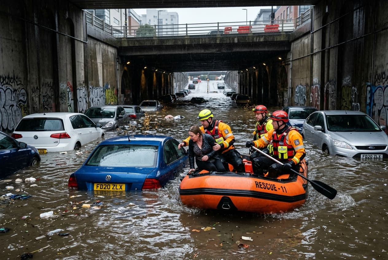 Torrential Flash Flooding Submerges Stuttgart Tunnels And Basements, Trapping Motorists And Injuring Three Torrential Flash Flooding Submerges Stuttgart Tunnels And Basements, Trapping Motorists And Injuring Three