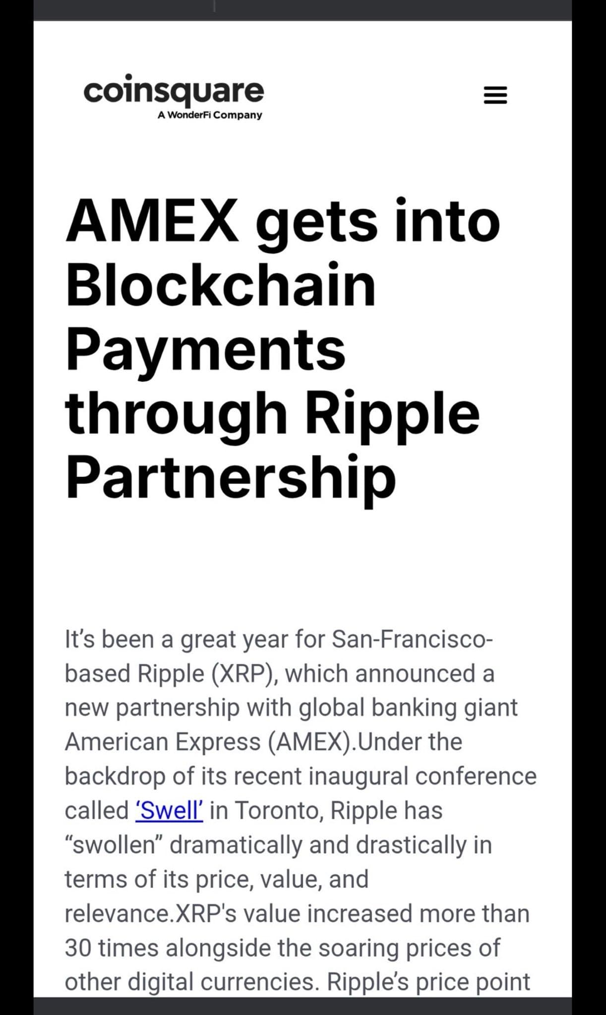 AMEX Embraces Blockchain Payments Through Ripple Partnership AMEX Embraces Blockchain Payments Through Ripple Partnership