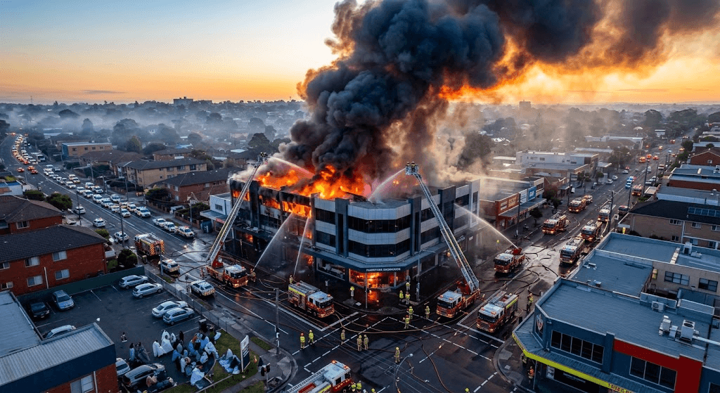 Inferno in Lakemba: Suspicious Fire Erupts Beneath Sydney Furniture Showroom Inferno in Lakemba: Suspicious Fire Erupts Beneath Sydney Furniture Showroom