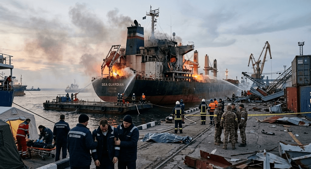 Black Sea Escalation: Sailor Killed as Russian Strike Hits Foreign Ship at Odesa Black Sea Escalation: Sailor Killed as Russian Strike Hits Foreign Ship at Odesa