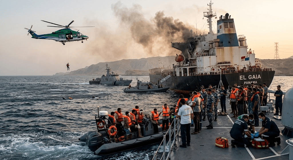 Maritime Security Crisis: 13 Indian Crew Members Rescued After Panama-Flagged Tanker Attacked Off Coast of Oman Maritime Security Crisis: 13 Indian Crew Members Rescued After Panama-Flagged Tanker Attacked Off Coast of Oman