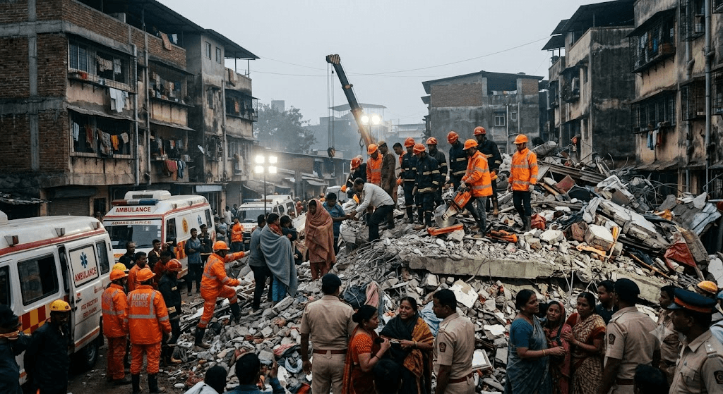 Mumbai Suburb Horror: 8 Dead after Four-Story Building Collapses in Bhiwandi Mumbai Suburb Horror: 8 Dead after Four-Story Building Collapses in Bhiwandi