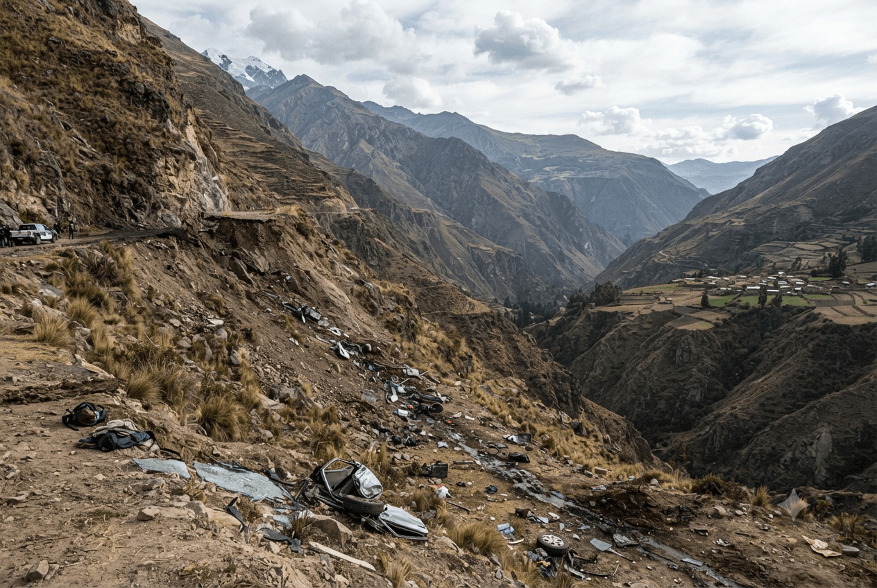 Twelve Killed in Peru: Passenger Bus Plunges Into Deep Ravine in Andes This Friday Twelve Killed in Peru: Passenger Bus Plunges Into Deep Ravine in Andes This Friday