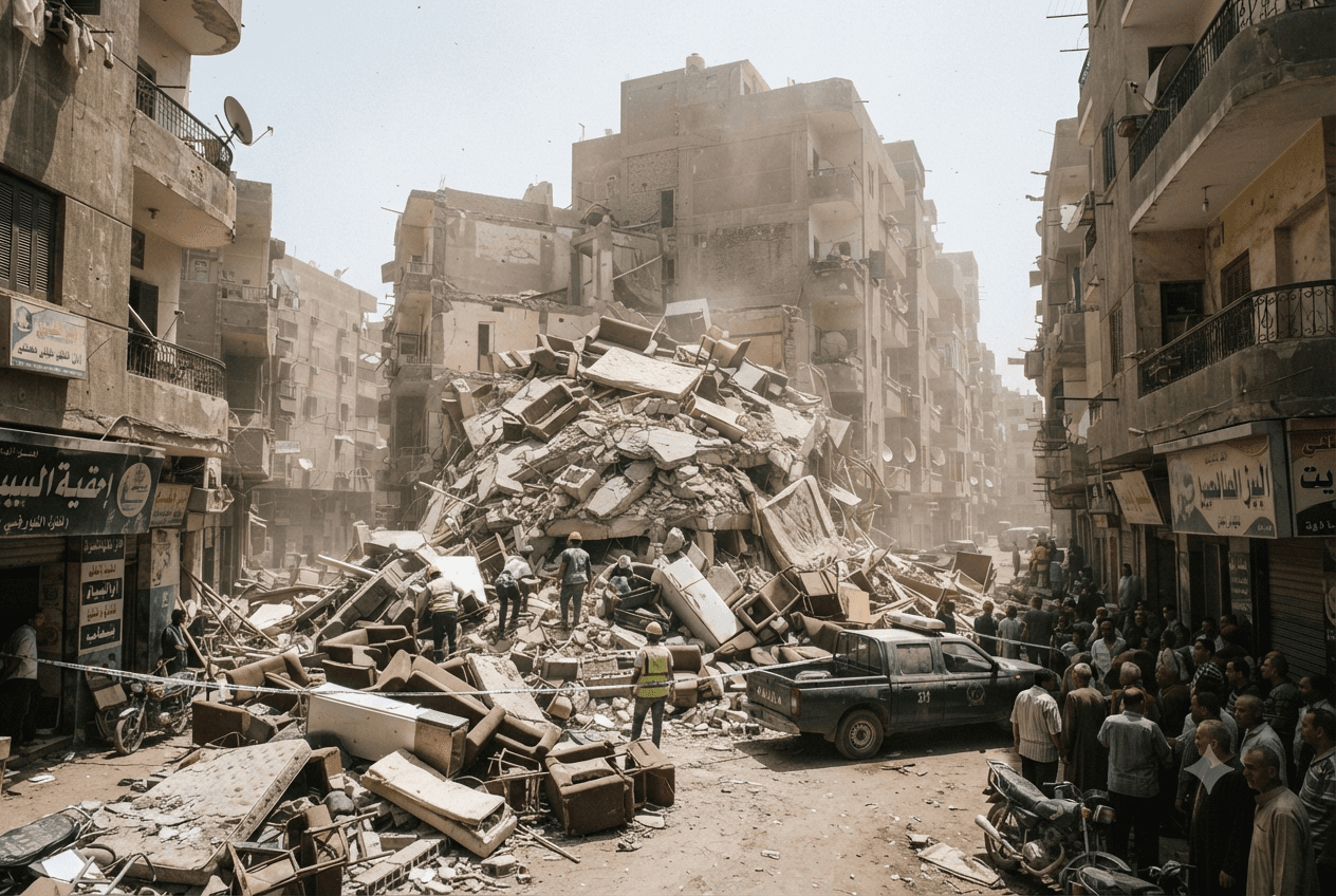 Fatal Building Collapse: Four People Die as Structure Falls in Alexandria Today Fatal Building Collapse: Four People Die as Structure Falls in Alexandria Today