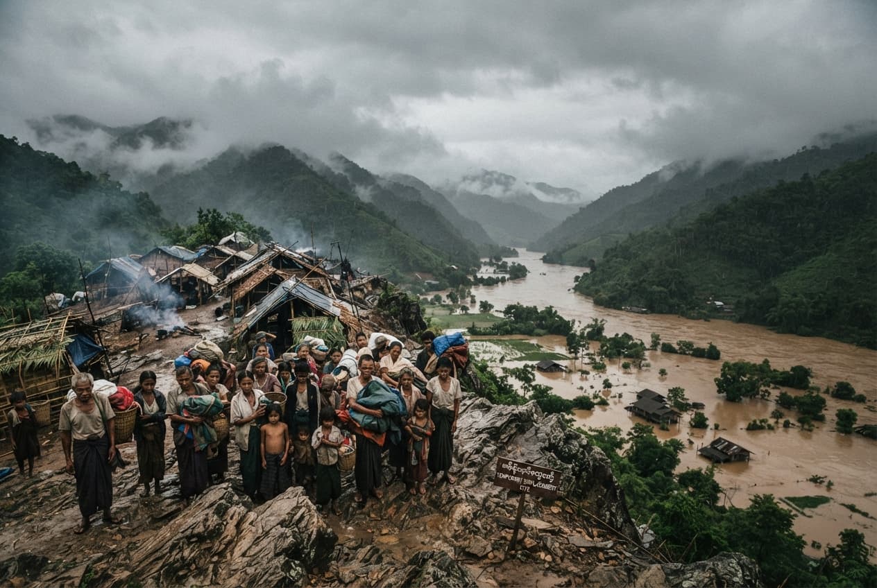 Flash Floods Strike Salween: Rising River Waters Inundate Shelters and Drown Two Children Flash Floods Strike Salween: Rising River Waters Inundate Shelters and Drown Two Children