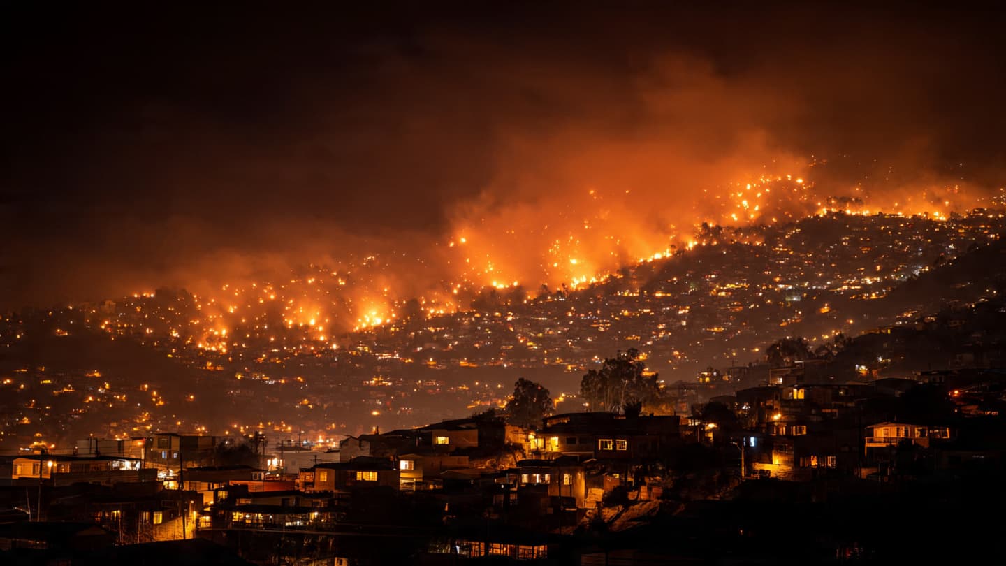 Between Smoke Covered Homes And Burning Winds, Valparaíso Faced Another Long Night Of Fire Yesterday Between Smoke Covered Homes And Burning Winds, Valparaíso Faced Another Long Night Of Fire Yesterday