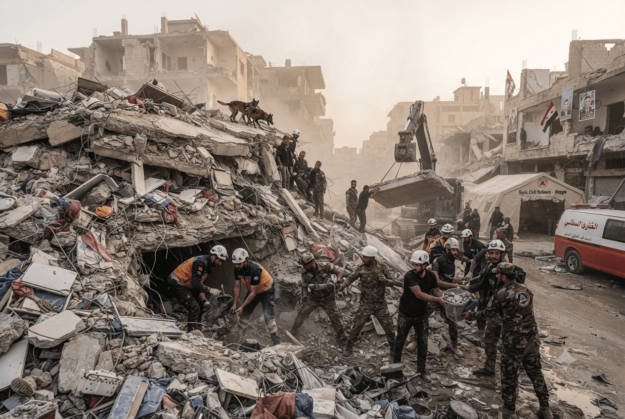 Structural Weakness Causes Aleppo Building Collapse: Five Dead Following Devastating Residential Disaster Structural Weakness Causes Aleppo Building Collapse: Five Dead Following Devastating Residential Disaster