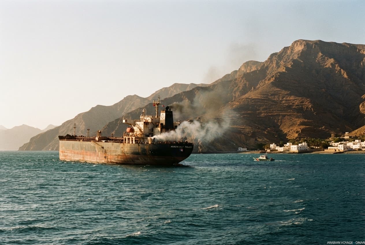 Strait of Hormuz Crisis: Oil Tanker Disabled After Mystery Projectile Strike Off Oman Coast Strait of Hormuz Crisis: Oil Tanker Disabled After Mystery Projectile Strike Off Oman Coast