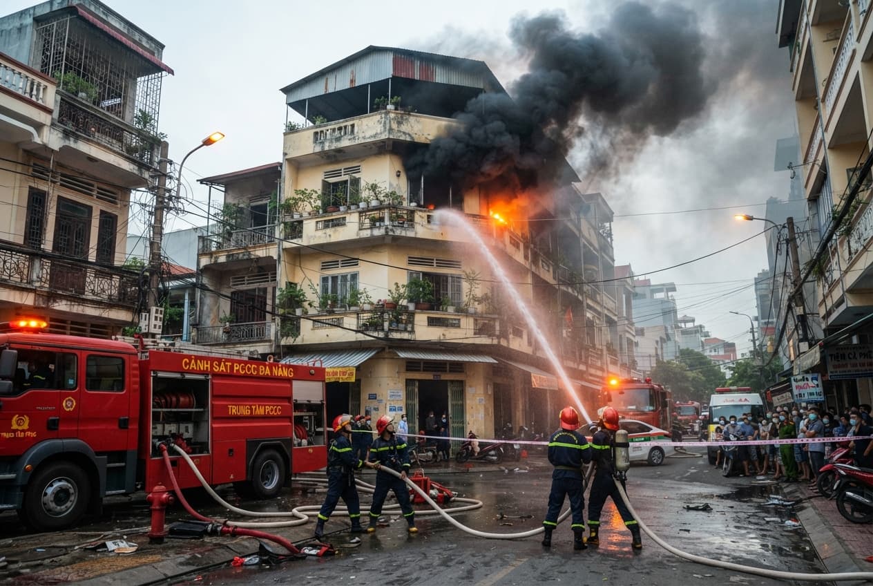 Residential Building Fire: Da Nang Neighborhood Blaze Traps Residents With Three Deaths Residential Building Fire: Da Nang Neighborhood Blaze Traps Residents With Three Deaths