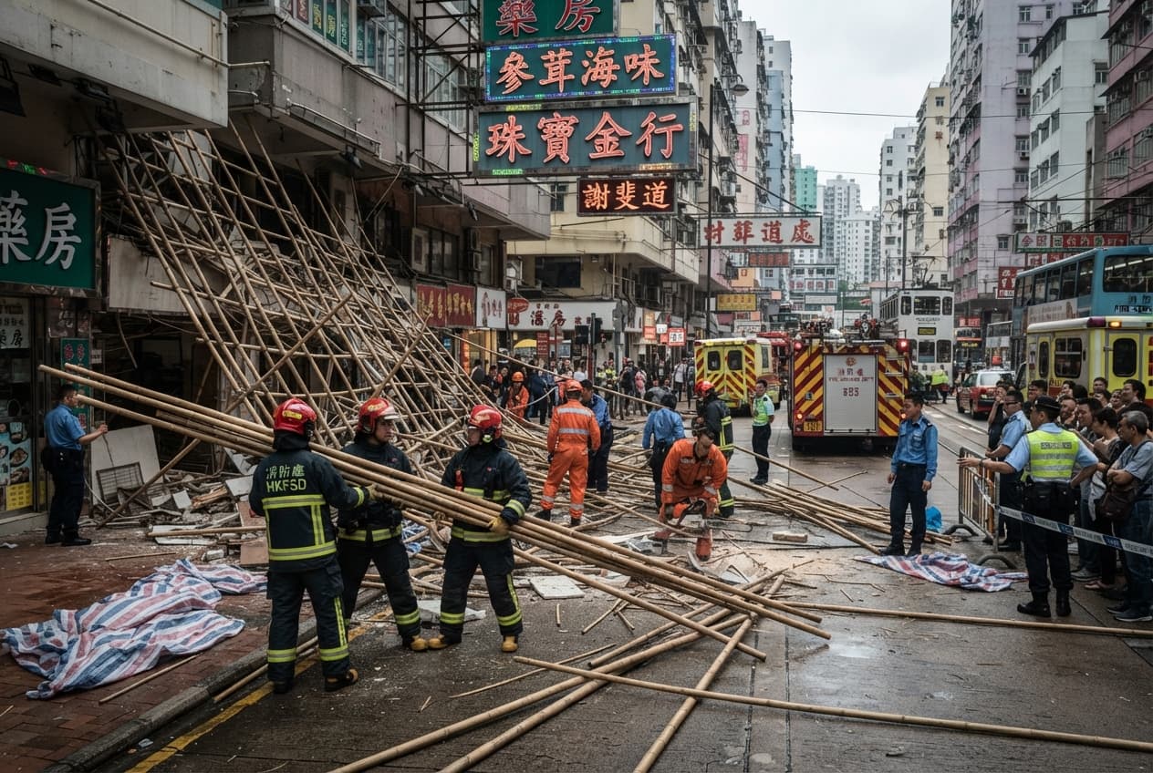 Scaffolding Collapse In Causeway Bay, Two Construction Workers Dead After Sudden Platform Failure Scaffolding Collapse In Causeway Bay, Two Construction Workers Dead After Sudden Platform Failure