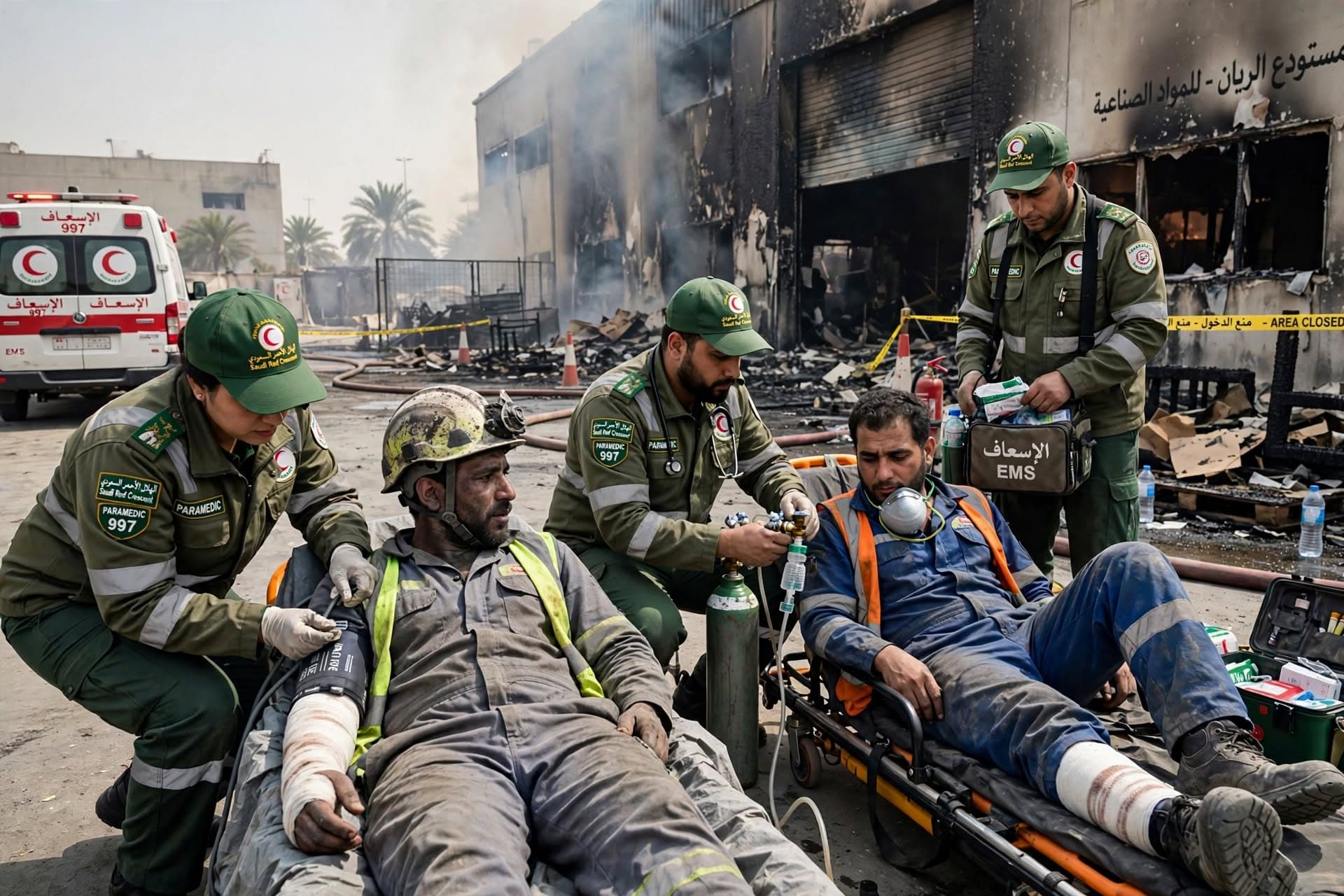 Industrial Fire At Commercial Warehouse Injures Six Workers, Firefighters Contain Blaze In Jeddah Industrial Fire At Commercial Warehouse Injures Six Workers, Firefighters Contain Blaze In Jeddah